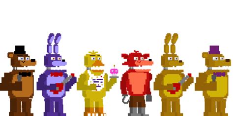 FNaF, 8 bit Freddy, Bonnie, Chica, Foxy, Spring Bonnie & Fredbear image - Potato999 - Mod DB