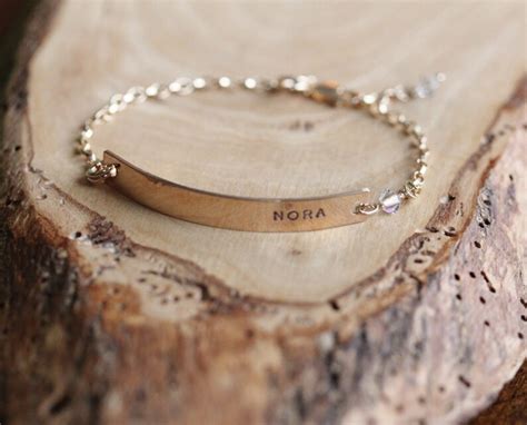 Personalized Gold ID Bracelet Hand Stamped Gold Bracelet - Etsy