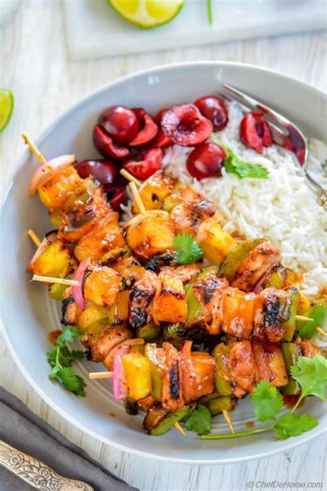 Grilled Hawaiian Chicken Skewers Recipe | ChefDeHome.com