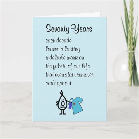 Seventy Years, Funny Happy 70th Birthday Poem Card | Zazzle | Funny ...