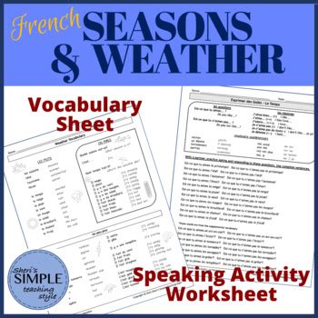 French Seasons & Weather Worksheets and Activities - 5 PRODUCT BUNDLE