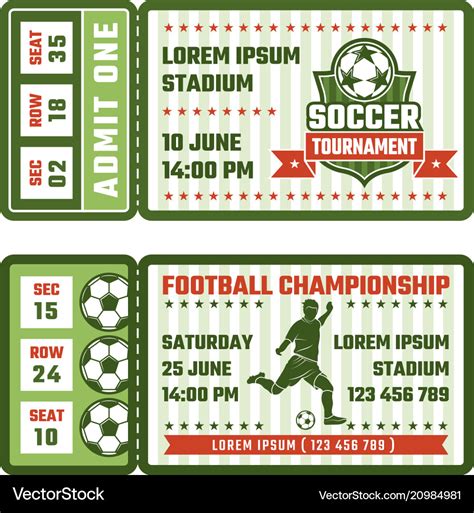 Design template of tickets for football match Vector Image