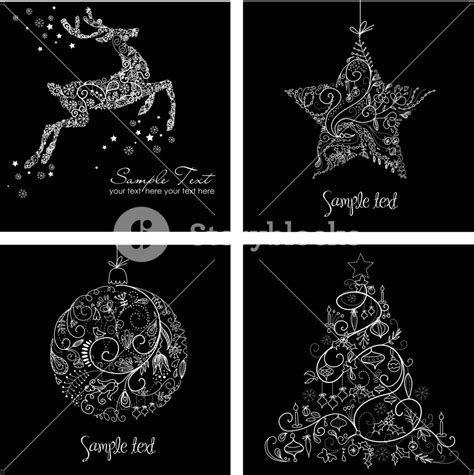 Black And White Christmas Cards Royalty-Free Stock Image - Storyblocks