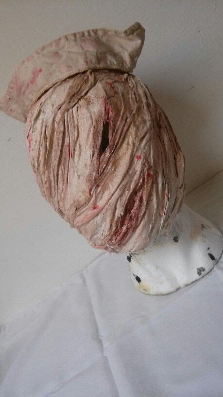 Silent Hill nurse mask, made from chalk and old white cotton fabric Find more on…