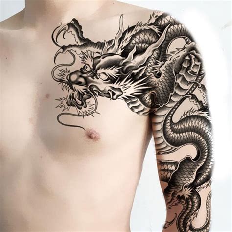 Chinese Dragon Temporary Tattoo (Chest) | Autumn Dragon