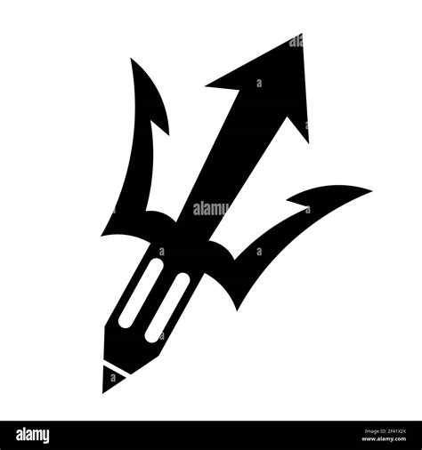 Vector illustration of a black trident symbol writer with a pencil logo ...