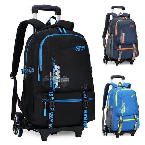 Children Rolling School Backpacks 2/6 Wheels Boys Girls Trolley School ...