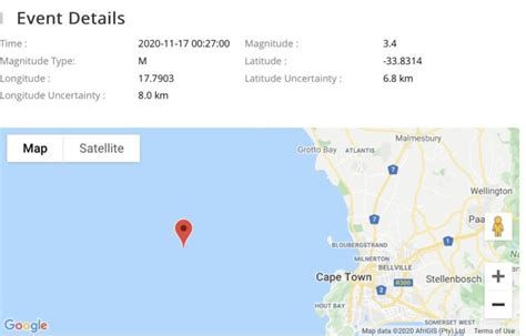 Cape Town Earthquake: 3.4 Earth Tremor Near Saldanha Bay Felt by ...