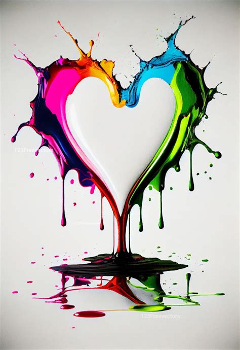 Colorful Paint Love Heart Shape