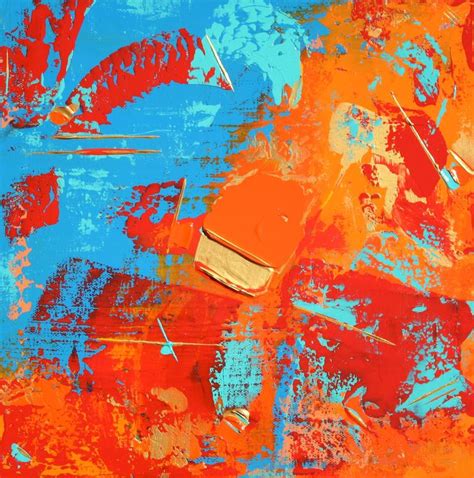 Abstract Red Orange Teal Patterns Painting by Robert Lynn | Saatchi Art