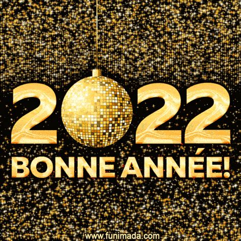 Bonne Année 2022! GIF étoiles d'or. | Funimada.com