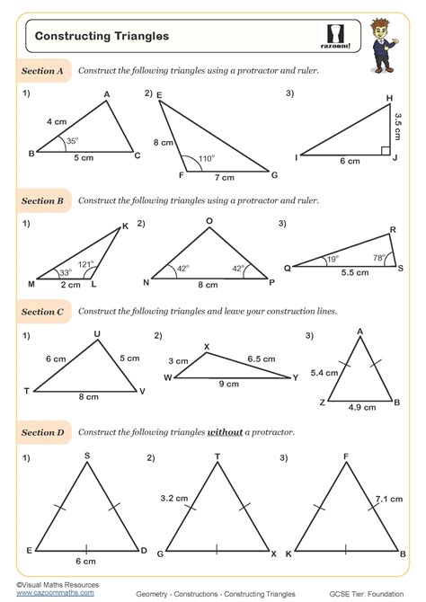 Constructing Triangles Worksheet | Printable PDF Worksheets