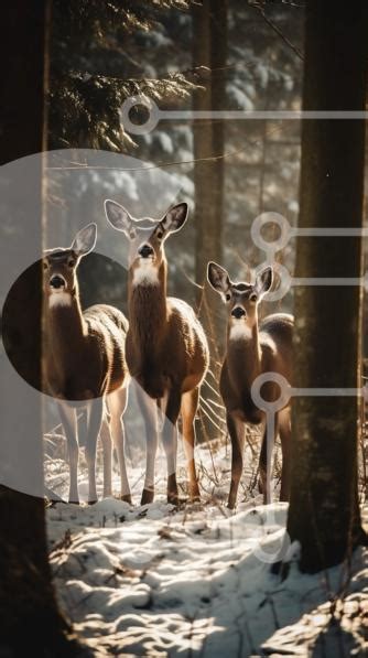 Beautiful Picture of Deer in a Snowy Forest stock photo | Creative Fabrica