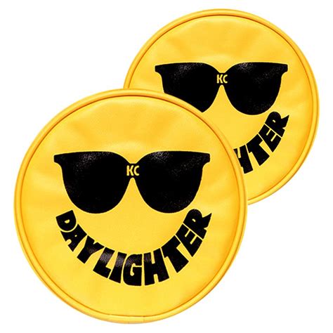 KC HiLiTES® 5205 - 6" Round Yellow Vinyl Light Covers with Black Sunglasses KC Daylighter Logo ...