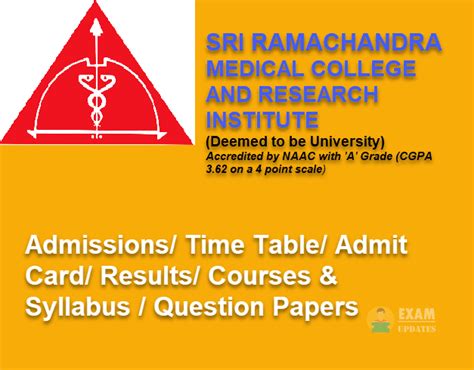 Sri RamaChandra University Admissions 2024 - Fee, Due Date, Application ...