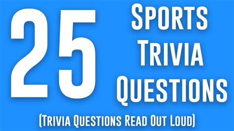 Sports Trivia Quiz: 25 Sports Trivia Questions Read Out Loud (Sports Quiz) Sports Quiz Questions ...