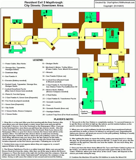 Resident Evil 3: Nemesis City Streets: Downtown Area Map Map for PC by StarFighters76 - GameFAQs