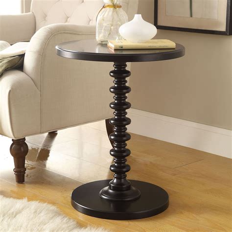 Black Round Pedestal Side Table : Rene Black Round Wood Pedestal Side ...