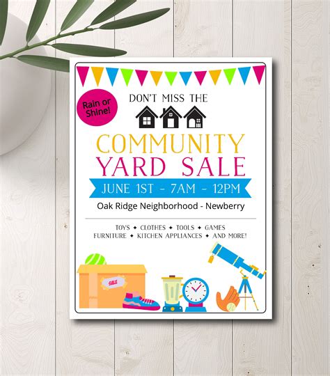 Community Yard Sale Flyer Template Spring Garage Sale Flyer - Etsy Canada