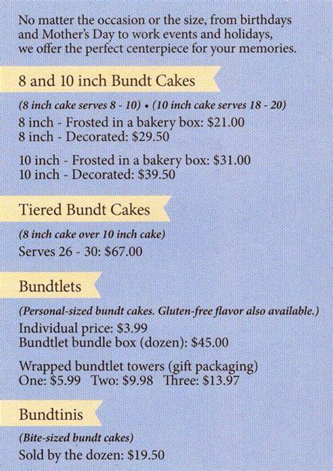 Nothing Bundt Cakes Menu, Menu for Nothing Bundt Cakes, Lincoln Park, Chicago - Urbanspoon/Zomato