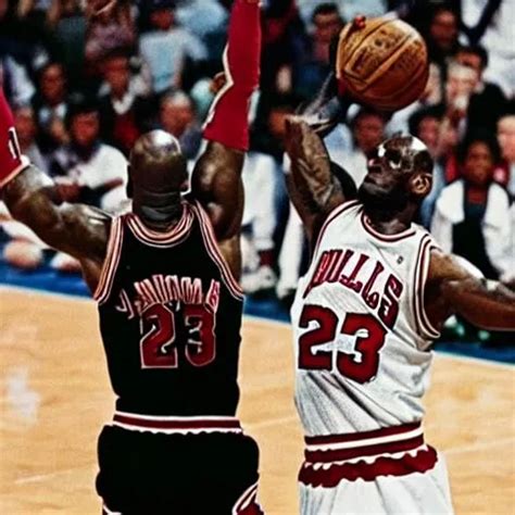 Michael Jordan dunking on LeBron James