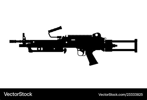 Black silhouette of machine gun Royalty Free Vector Image