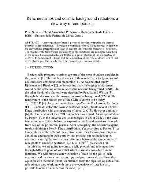 (PDF) Relic neutrinos and cosmic background radiation: a new way of ...