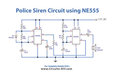 Police Siren Circuit using NE555