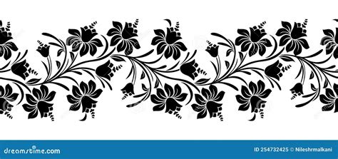 Vector Black and White Tulip Flower Border Design Stock Vector ...