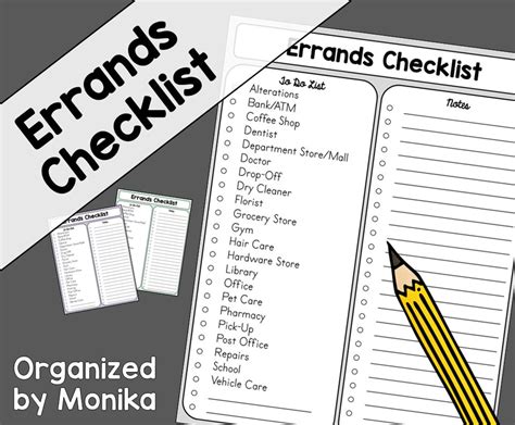 Errands Checklist Printable (Instant Download) - Etsy