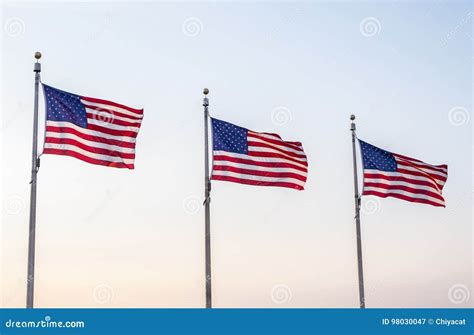 United States Flags Flying in the Wind 2 Stock Image - Image of wind ...