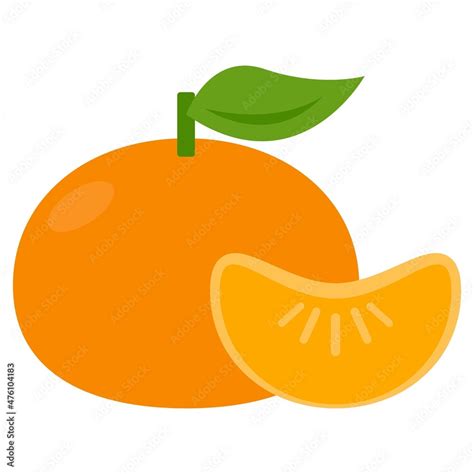 tangerine flat clipart vector illustration Stock Vector | Adobe Stock