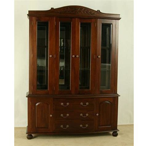 Solid Mahogany Wood Display Cabinet with Glass Doors | Turendav Australia | Antique Reproduction ...