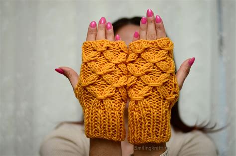 Yellow Fingerless Gloves Mustard Yellow Hand Knit Gloves - Etsy