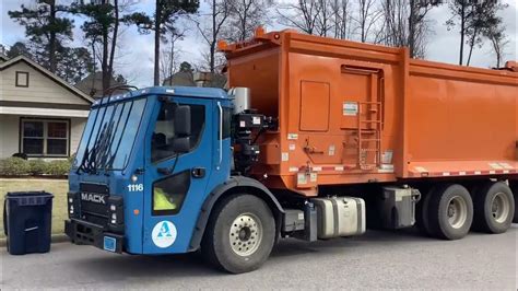 Mack LR side loader garbage truck - YouTube