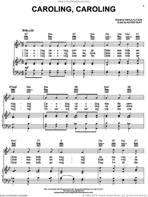 Cole - Caroling, Caroling sheet music for voice, piano or guitar