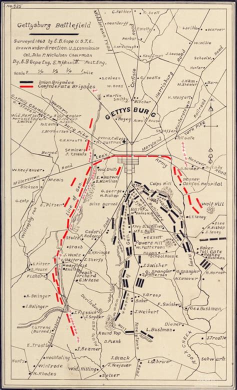 1863 Map of Gettysburg Civil War Battlefield Adams County | Etsy