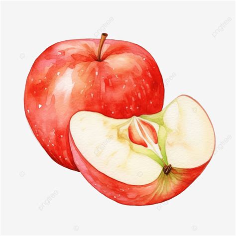 Sliced Red Apple Watercolor, Apple, Watercolor, Watercolor Apple PNG ...