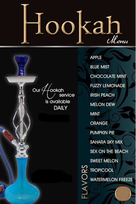 Hookah Menu - SYRIANA HOOKAH LOUNGE