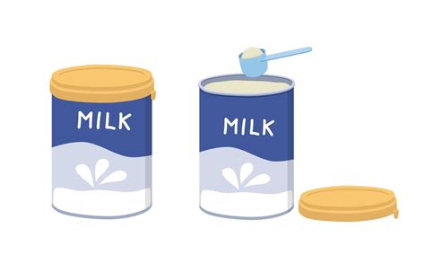 Set of opened and closed baby milk powder clipart. Simple powder milk ...