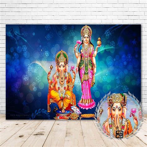Buy JMING Laxmi Ganesha Photography Backdrop 7x5ft Vinyl Lakshmi Ganesh Background Hindu Goddess ...