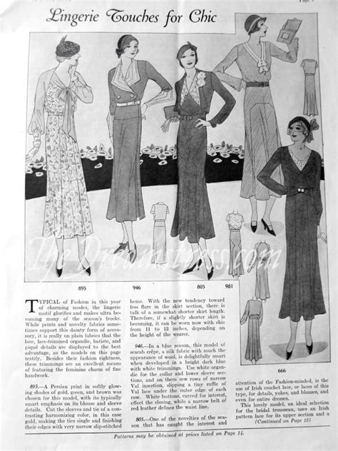 Lingerie Touches for Frocks, 1932 - The Dreamstress