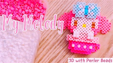 VLOG: MY MELODY 3D Character Cup with Perler Beads | 3D Perler How-To Build - YouTube