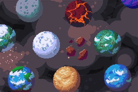 240 Pixel Art Planets 2D Textures Materials Unity Asset Store | lupon ...