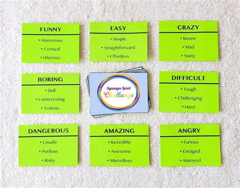 Synonym Speed Challenge Game | Challenge games, Vocab, Writing activities