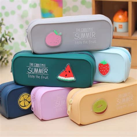 Kawaii Silicone Pencil Case Large Capacity Fruit Pen Bag Cute ...