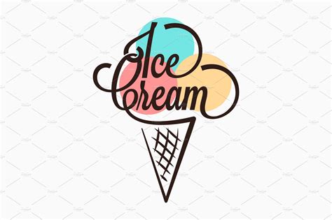 Ice cream in the waffle cone logo. | Graphic Objects ~ Creative Market