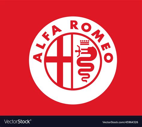 Alfa romeo brand logo symbol white and red design Vector Image