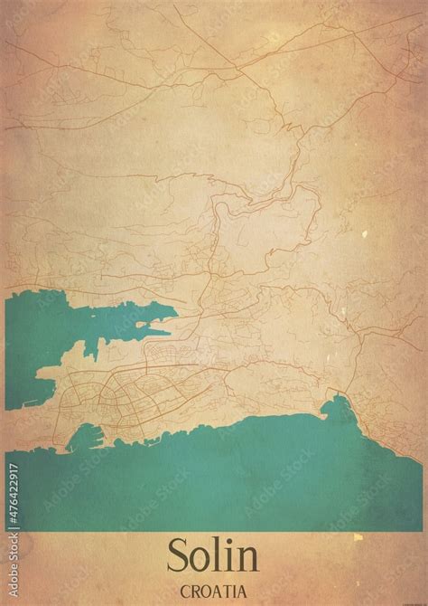 Vintage map of Solin Croatia. Stock Photo | Adobe Stock