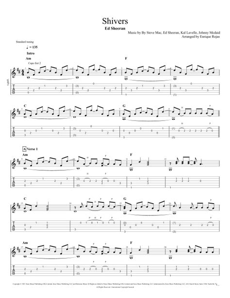 Shivers (arr. Enrique Rojas) by Ed Sheeran Sheet Music for Solo Guitar at Sheet Music Direct